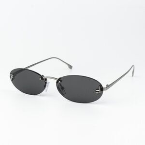 Fendi FIRST CRYSTAL Men Sunglasses Silver Grey Oval FE4075US 12A NEW AUTHENTIC